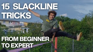 15 Slackline Tricks from Beginner to Expert  KOS 2021 Compilation [upl. by Atalanti]