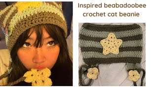 Crochet cat beanie beabadoobee tutorial [upl. by Nylhtiak]