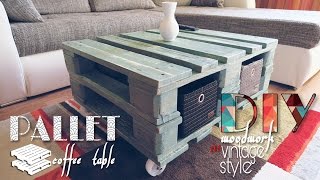 DIY  vintage style pallet coffee table [upl. by Ttoille]