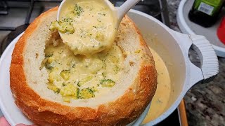 Making Broccoli Cheddar Soup For Dinner  Simply Mamá Cooks  Soup Bread Bowl [upl. by Llevol409]