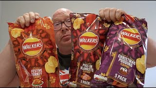 Walkers Festival Crisps Turkey Pigs In Blankets and Christmas Pudding Flavours [upl. by Falk]