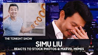 Simu Liu Reacts to Viral Stock Photos of Himself and Marvel Memes  The Tonight Show [upl. by Asimaj]