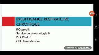 24Insuffisance respiratoire chronique IRC Pr Oussedik  Pneumo [upl. by Thorvald194]