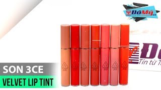 Son 3CE Velvet Lip Tint  3CE Kem  Review amp swatch Son 3CE  Phân Biệt Thật Giả Son 3CE  Đồ Mỹ [upl. by Kape]