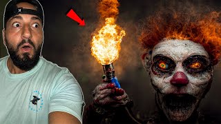 HOMELESS GUY DRESSED AS IT CLOWN VANDALIZED MY ABANDONED HOUSE AND ATTACKED ME WITH A FLAMETHROWER [upl. by Eltsryk960]