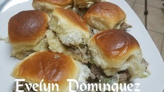 Panecillos dulces con Carnitas y Queso Philly steak Sliders [upl. by Rakia]