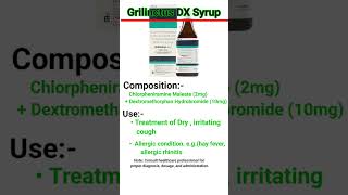 shotr 💊🌡️medicaleducation Grilinctus DX Syrup [upl. by Akimed]