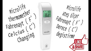 Microlife ateş ölçer  thermomether  Fahrenayt F°  Celcius C° Derece degistirme  Changing [upl. by Feldman991]