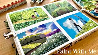 Paint With Me ⎥Studio Ghibli Landscape Gouache Painting  Relaxing Art 🌱 [upl. by Novat]