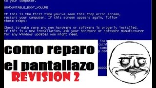 SOLUCION Reparar Pantallazo Azul Windows UnmountableBootVolume Screen Panic HP SEGUNDA REVISION [upl. by Kelda739]