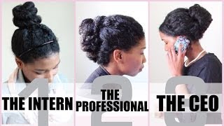 3 NO HEAT Corporate Protective Styles for Medium Length Natural Hair  Naptural85 [upl. by Aicelet231]