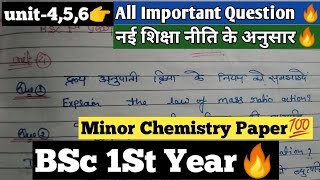 👉All Important Question 🔥BSc 1st Year Minor Chemistry 💯Unit 1 23 Chemistry 2Nd Paper NEP [upl. by Darej]