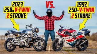 The Worlds Most Advanced 2 Stroke vs Retro 250cc VTwin [upl. by Hornstein649]