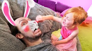 Adley and Dad BUNNY MAKEOVER fun new challenges hidden in mystery eggs DROP TEST what’s inside [upl. by Saltsman]