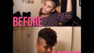 Shaved Sides Curly FroHawk Hair Tutorial [upl. by Lezti]