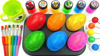 Oddly Satisfying Video  How i Make Glitter EGGS From MampMs Candy amp Cutting ASMR [upl. by Lahtnero]