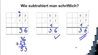 Schriftliche Subtraktion erklärt [upl. by Deraj]