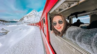 🇨🇭🇮🇹Riding the Most Beautiful Train from Switzerland to Italy  Bernina Express StMoritz →Tirano [upl. by Acirt]