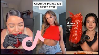 CHAMOY PICKLE KIT MUKBANG pt2  tiktok compilation  asmr spicy sour eating asmr tiktok mukbang [upl. by Germann]