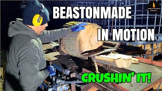 BEASTONMADE IN MOTION SPLITTINGFIREWOOD HOMEMADEWOODSPLITTER [upl. by Doraj]