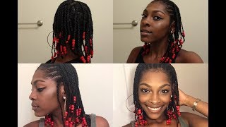 Protective Hairstyle Braids and Red Beads [upl. by Gnah515]