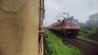 ICF RAMPAGE Manglore CSMT express furiously cross with Nagpur express wap4 indianrailways [upl. by Ardnaek]