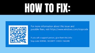 How to Fix KERNEL SECURITY CHECK FAILURE In Windows  BSOD ERROR [upl. by Hgielyk]