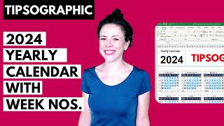 2024 Yearly Calendar with Week Numbers for Excel and Google Sheets Free Download [upl. by Eloken]