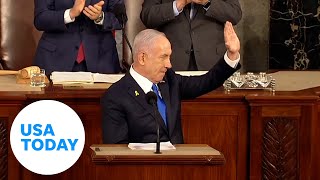 Israel Prime Minister Benjamin Netanyahu makes Congressional address  USA TODAY [upl. by Suirtemid]