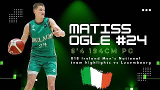 Matiss Ogle 6’4 194cm PG Highlights vs Luxembourg 2024 [upl. by Llewkcor763]