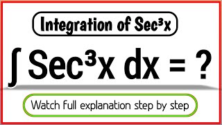 Integral of Sec3x  Integration of Sec³x dx  Class 12 math [upl. by Abil]