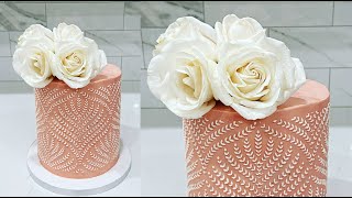 Buttercream stencil technique  Cake decorating tutorials  Sugarella Sweets [upl. by Ellehcal]