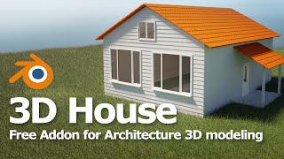 How to make a simple house in Blender using Archimesh free addon for architecture 3d model [upl. by Eryt]