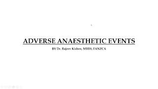 Perioperative management of adverse anaesthetic events  Dr Rajeev Kishen  ISACON Kerala 2021 [upl. by Lockhart]