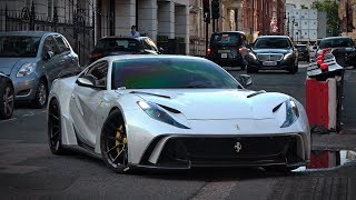 Ferrari Novitec Rosso NLargo 812 SuperFast in London Start up and loud acceleration sound [upl. by Mcafee]