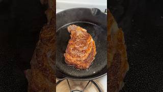 Cooking a ribeye steak in a castiron skillet steak cooking recipe [upl. by Sikras277]