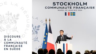 Discours du Président Emmanuel Macron à la communauté française en Suède [upl. by Jobey]