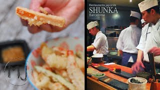 El mejor restaurante japonés de Barcelona  TEMPURA DE VERDURAS Y GAMBAS CON SALSA TENTSUYU [upl. by Aenotna]