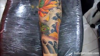 Bebeto Tattoo  Tatuagem de tartaruga oriental  Oriental Turtle Tattoo on leg  Ricardo [upl. by Nahc]