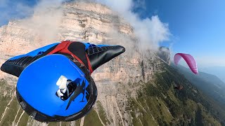 Dent de Crolles Wingsuit flyby a paraglider [upl. by Allemap]