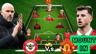 MOUNT IN Brentford Vs Manchester United Potential 4231 Lineup With Wan BissakaEPL Matchweek 30 [upl. by Muhan987]