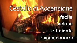 accendere un fuoco senza seccature con pellet di legno e il cestino di accensione [upl. by Ahsuas]