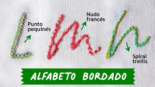 🧵 3 Puntadas para Bordar LETRAS a Mano L M N 🧵 Alfabeto Bordado A Mano [upl. by Edelstein]