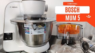 BOSCH MUM 5  Unboxing  ENGLISH  BOSCH CreationLine Serie 4 MUM5XW40G Stand Mixer – Champagne [upl. by Ian638]