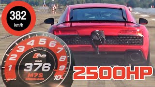 2500 HP Audi R8 V10 Huge Twin Turbos  EXTREME FAST ACCELERATION 0380 kmh [upl. by Drolet]