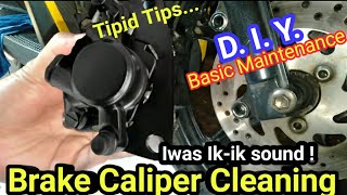 Brake Caliper Cleaning  DIY Maintenance  Check Brake Pad  mio i 125  ATmio46 moto [upl. by Dulcle]