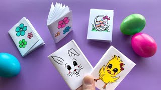 Mini Notizbuch basteln mit Papier für Ostern Ostergeschenke Osterhase Blumen Ostereier malen [upl. by Devan]