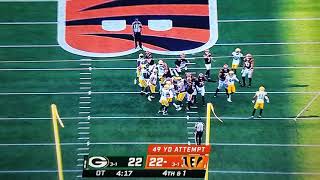 Evan McPherson misses game winning field goal in overtime vs Packers [upl. by Hgielyak]