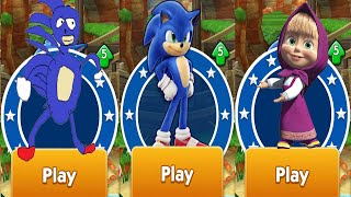 Sonic Dash vs Masha and Bear vs GO Sanic GOO  Movie Sonic vs Zazz Eggman All Characters Unlocked [upl. by Iturk]