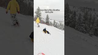 Powder tumble to powder jump following Mum snowboarding [upl. by Kolodgie]